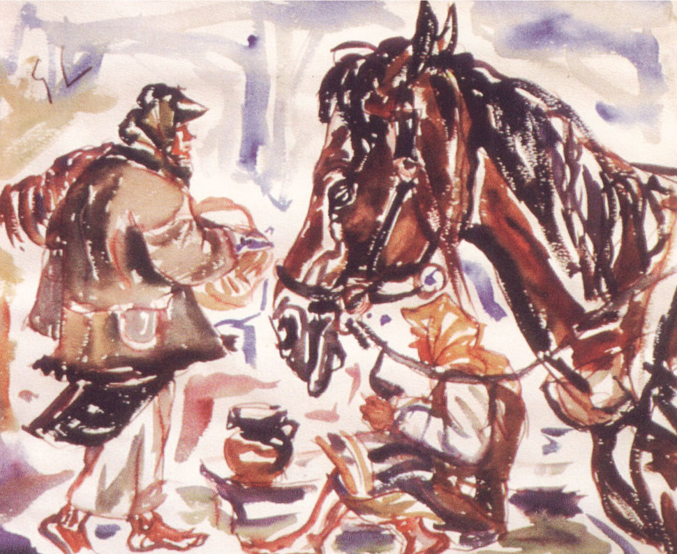 «Ринкова площа». 1936. Папір, акварель